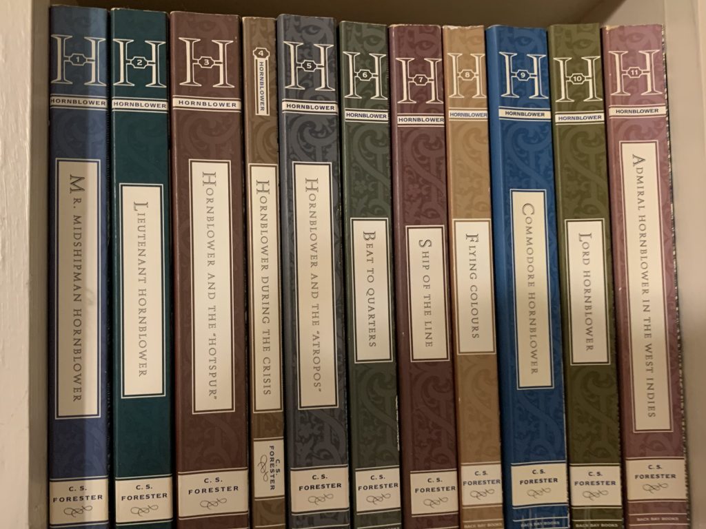 Mr. Midshipman Hornblower, Lieutenant Hornblower, Hornblower and the "Hotspur," Hornblower During the Crisis, Hornblower and the "Atropos," Beat to Quarters, Ship of the Line, Flying Colours, Commodore Hornblower, Lord Hornblower, Admiral Hornblower in the West Indies,
